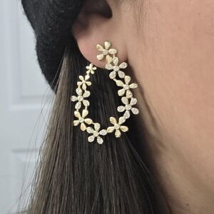 Gold Floral Hoop Earrings - Elegant Women’s Jewelry